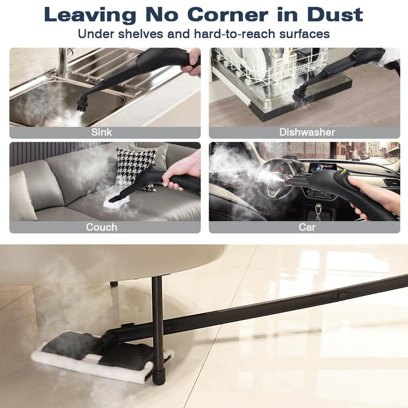 Steam Cleaner, Handheld Steamer with 21 Accessories, 248°F High-Temperature Steam for Floors, Grout, Tiles, Carpet, Cars - Portable 1.08L Tank, Child Lock, Chemical-Free Cleaning for Various Surfaces Household Items