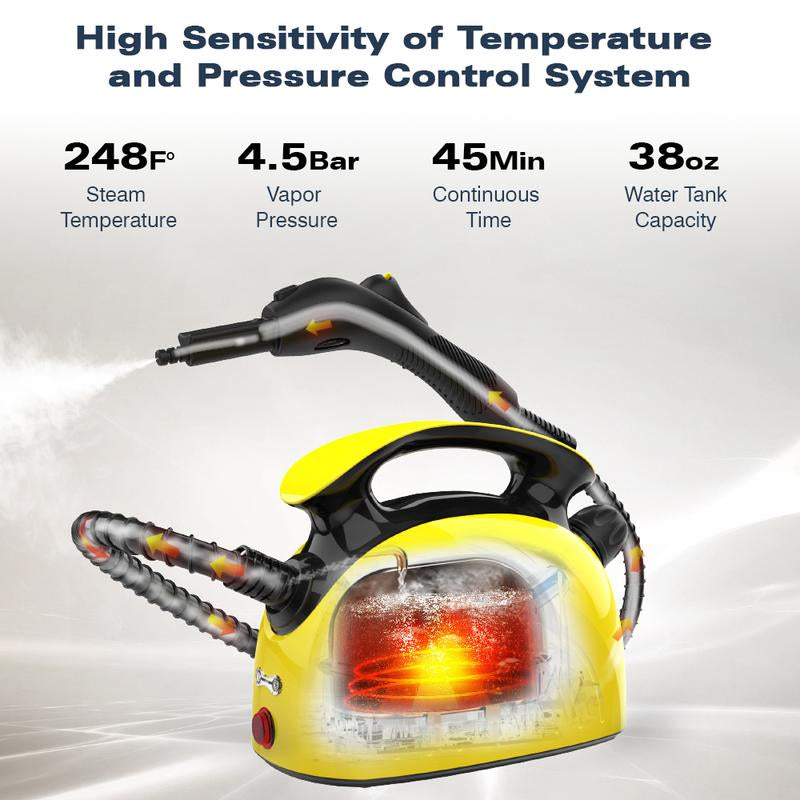 Steam Cleaner, Handheld Steamer with 21 Accessories, 248°F High-Temperature Steam for Floors, Grout, Tiles, Carpet, Cars - Portable 1.08L Tank, Child Lock, Chemical-Free Cleaning for Various Surfaces Household Items