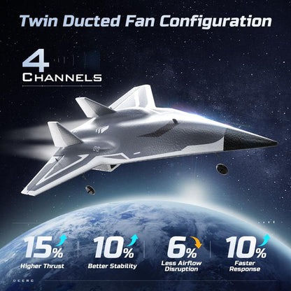 DEERC SR72 Stunt RC Plane 3D Inverted Flips Twin Ducted Fans 3 Modes (Beginner/Pro) 30Min Flight 2 Batteries Crash-Resistant Drone (RTF 2.4Ghz)