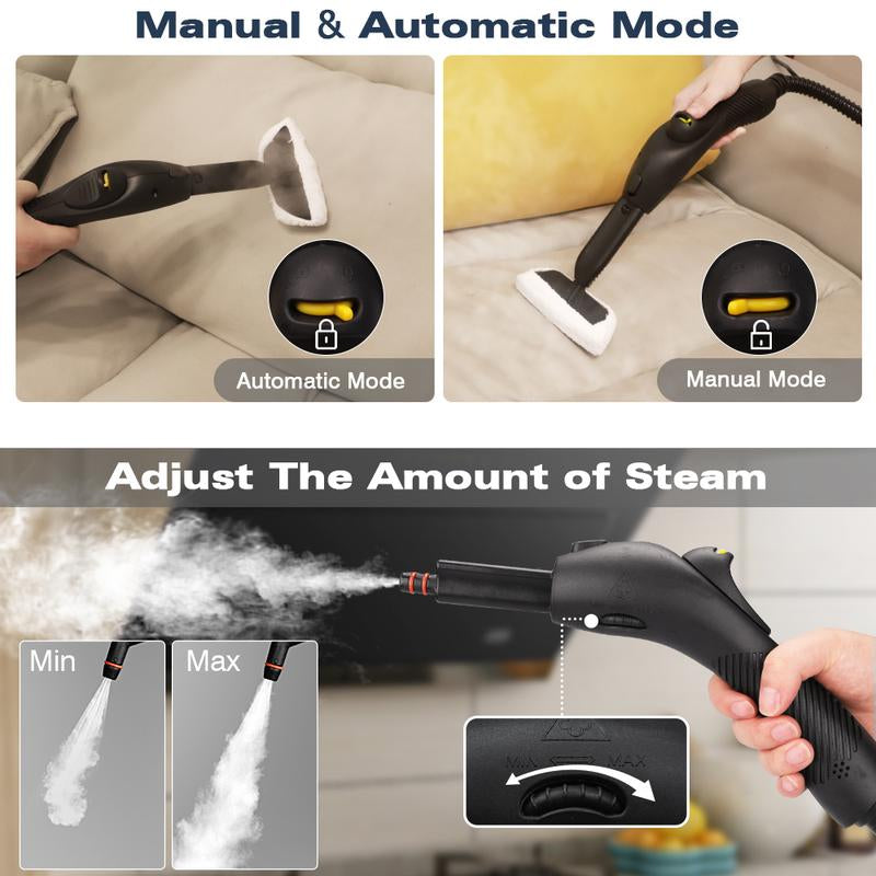 Steam Cleaner, Handheld Steamer with 21 Accessories, 248°F High-Temperature Steam for Floors, Grout, Tiles, Carpet, Cars - Portable 1.08L Tank, Child Lock, Chemical-Free Cleaning for Various Surfaces Household Items